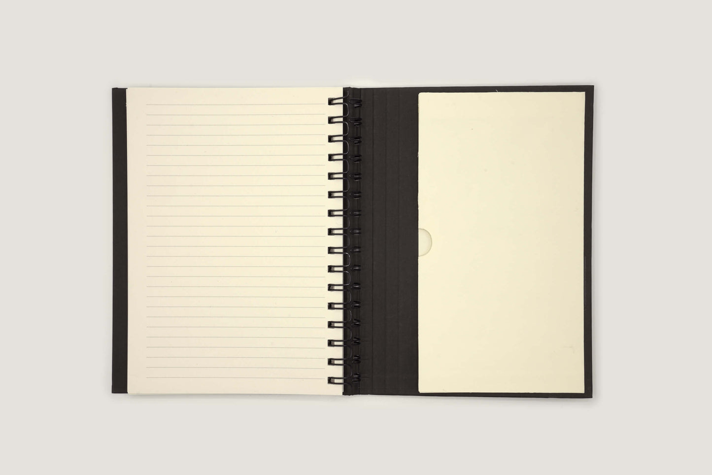hahnemuhle schetsdagboek a5 met ringband zwart open laatste pagina met vakje