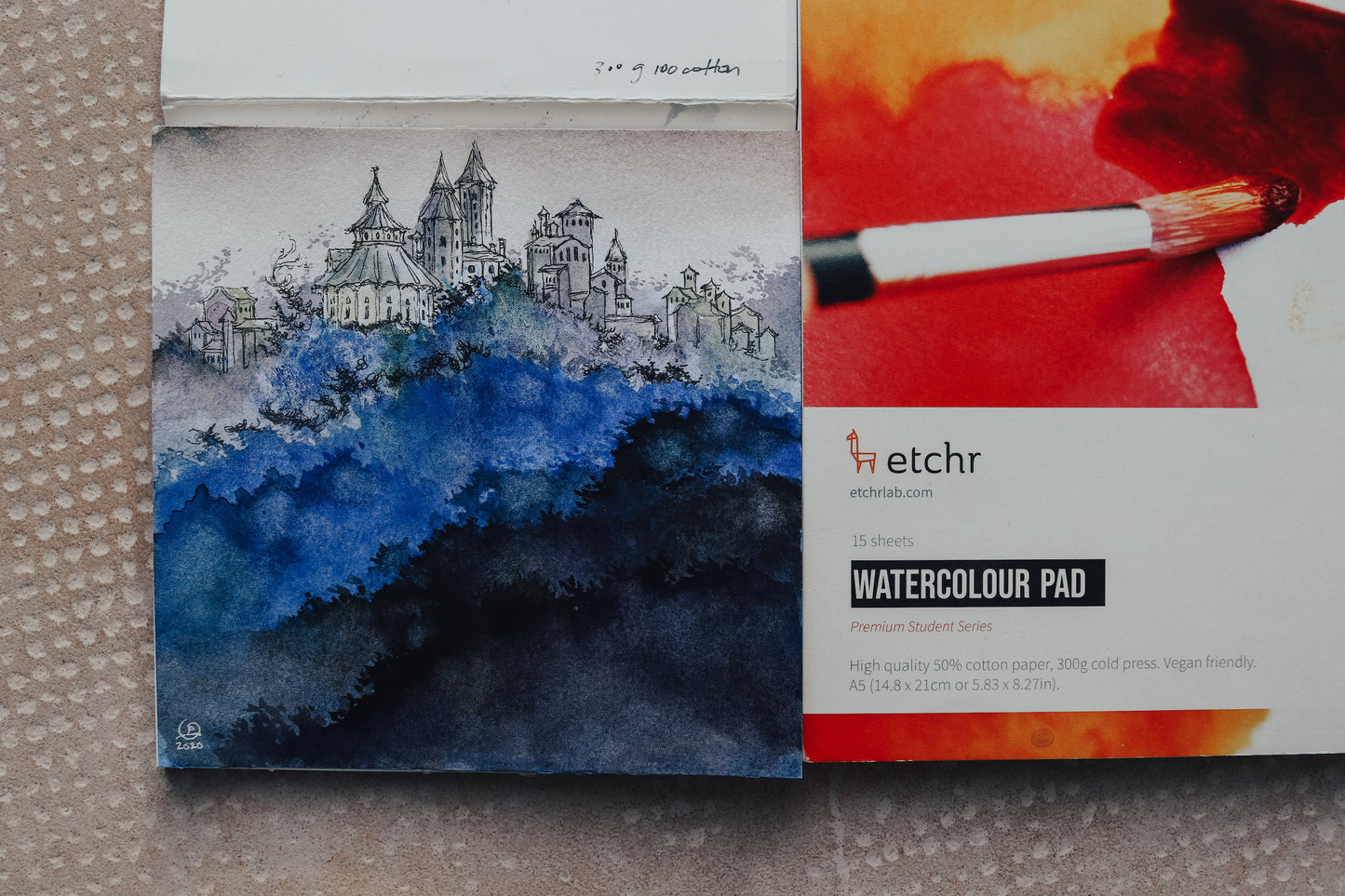 Etchr Watercolour Block 50% Katoen - 15x15 cm - Cold Pressed