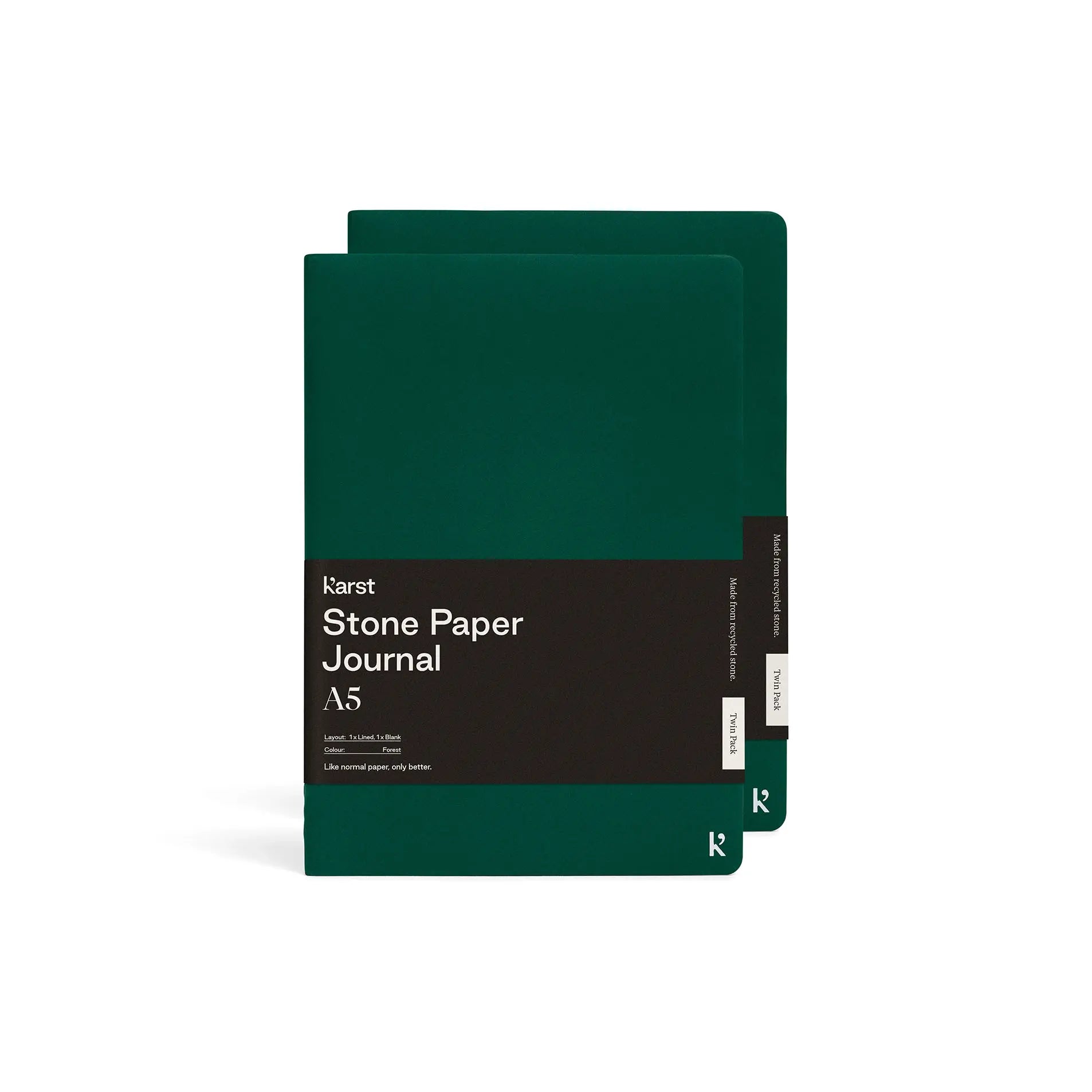 Karst stone paper journal A5 forest green twin pack voorkant