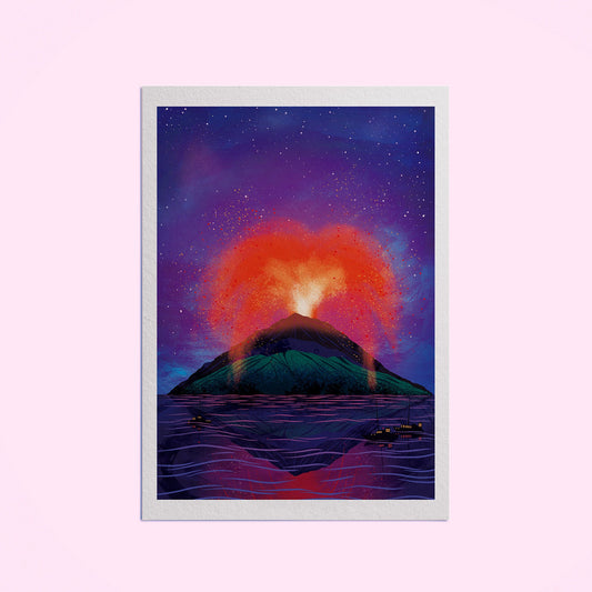 Stromboli Volcano - A4 Art Print by Hello Grimes