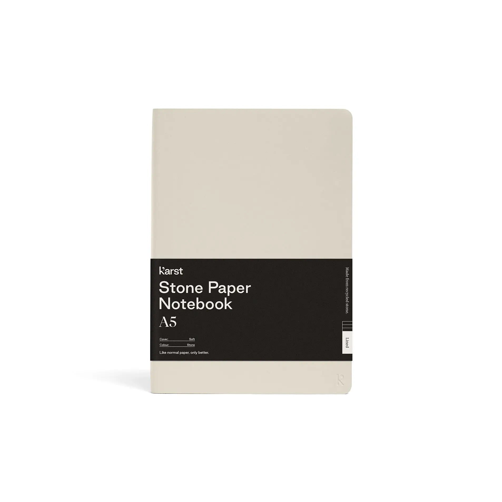 Karst Notitieboek A5 Softcover - Stone (Lined) Voorkant met label