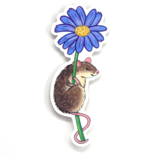 Maus auf Blume - Aufkleber