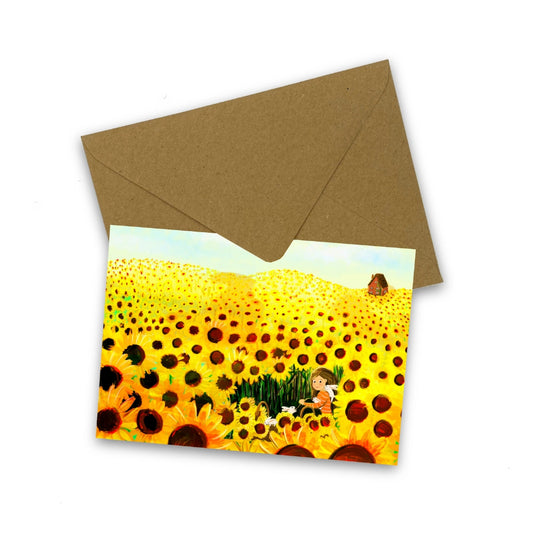 Esther Bennink - Sunflower Field - Greeting Card